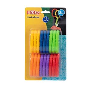 Nuby Linkables, 18 Colorful Attachable Links for Strollers, Car Seats, & Travel
