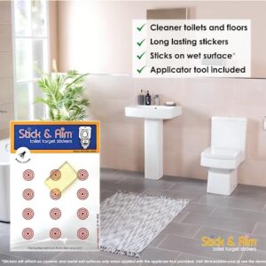 Bullseye Toilet Target Stickers Bulk Pack for Toilets and Urinals (13 Targets) with Sticker Applicator Tool - Sticks on Wet Surface - Toilet Targets for Toilet Training Boys - Aiming Targets for Men - Pee Targets for Boys