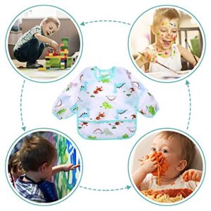 Accmor 4 Pack Long Sleeve Baby Bibs, Waterproof Sleeved Bib, Toddler Soft Bib for 6-24 Months