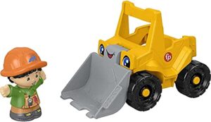 little people toddler construction toy bulldozer vehicle & worker figure for pretend play ages 1+ years