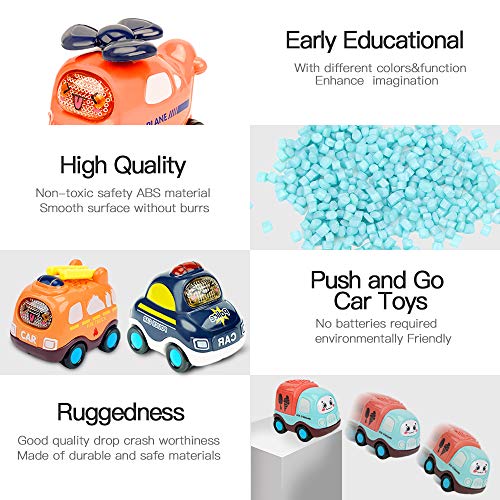 Baby Toy Cars for 1 Year Old Boy | 7 Set Push and Go Vehicles Friction Powered Cars Toy with Play Mat/Storage Bag for Toddlers | Early Educational Toys and Birthday Gift for 1 2 3 Years Old Boys Girls