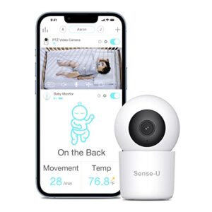 sense-u smart 2k video baby monitor, fsa & hsa eligible, pan/tilt, person/baby crying/motion detection, 2-way talk, night vision, background audio, no monthly fee, (compatible with smart baby monitor)