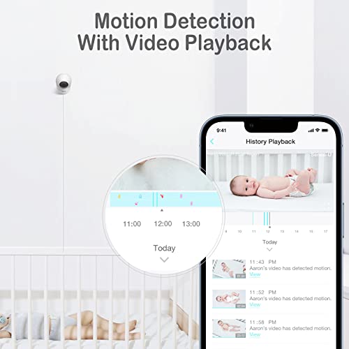 Sense-U Smart 2K Video Baby Monitor, FSA & HSA Eligible, Pan/Tilt, Person/Baby Crying/Motion Detection, 2-Way Talk, Night Vision, Background Audio, No Monthly Fee, (Compatible with Smart Baby Monitor)