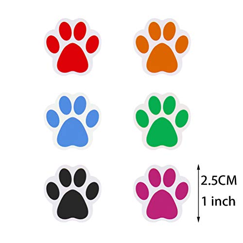 Paw Prints Stickers,(1 Inch/ 500 Stickers) Dog Stickers Dog Puppy Paw Prints Stickers,Colorful Self-Adhesive Labels Animal Decal,Paw Prints Envelope Seal for Classroom Kids (Black+Multi, 1 Inch)