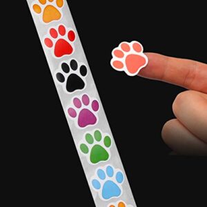 Paw Prints Stickers,(1 Inch/ 500 Stickers) Dog Stickers Dog Puppy Paw Prints Stickers,Colorful Self-Adhesive Labels Animal Decal,Paw Prints Envelope Seal for Classroom Kids (Black+Multi, 1 Inch)