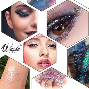 Glitter Wenida 9 Colors 105g Holographic Iridescent Multicolor Festival Sequins Craft Chunky Glitter for Arts Face Hair Body Nail