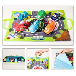 ALASOU Baby Truck Car Toy and Playmat Storage Bag(6 Sets)|Baby Toys 12-18 Months|Infant Toys for 1 2 3 Year Old boy Girl|1st Birthday Gifts for Toddler Toys Age 1-2