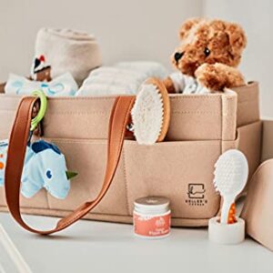 Keller's Corner Baby Diaper Caddy Organizer Beige Large & Small Pouch/Portable Holder Bag for Changing Table & Car/Nursery Storage Bin/Newborn Essentials Must Have