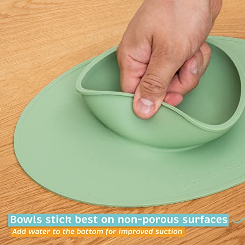 Upward Baby Led Weaning Supplies - Suction Plates for Baby - Spoons Self Feeding 6 months Suction Bowls Silicone Plates - Toddler Plates Bowls Self Eating - Infant First Stage BLW Utensils 6-12 Months