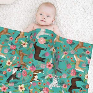 Horses Floral Horse Breeds Baby Double Blanket, Ultra Soft Warm Plush Nursery Receiving Blankets for Toddler Infant Newborns