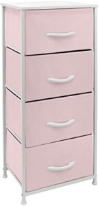 sorbus dresser storage tower, organizer drawers for closet boys & girls bedroom, bedside furniture, chest for home, college dorm, steel frame, wood top, fabric bins(pink)