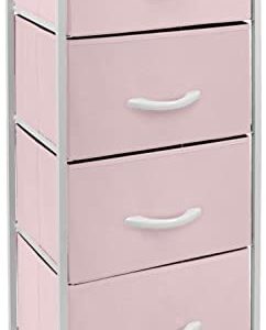 Sorbus Dresser Storage Tower, Organizer Drawers for Closet Boys & Girls Bedroom, Bedside Furniture, Chest for Home, College Dorm, Steel Frame, Wood Top, Fabric Bins(Pink)