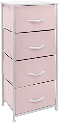 Sorbus Dresser Storage Tower, Organizer Drawers for Closet Boys & Girls Bedroom, Bedside Furniture, Chest for Home, College Dorm, Steel Frame, Wood Top, Fabric Bins(Pink)