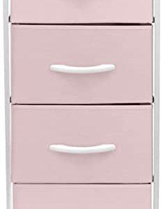 Sorbus Dresser Storage Tower, Organizer Drawers for Closet Boys & Girls Bedroom, Bedside Furniture, Chest for Home, College Dorm, Steel Frame, Wood Top, Fabric Bins(Pink)