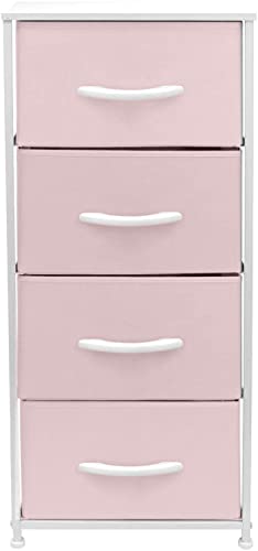 Sorbus Dresser Storage Tower, Organizer Drawers for Closet Boys & Girls Bedroom, Bedside Furniture, Chest for Home, College Dorm, Steel Frame, Wood Top, Fabric Bins(Pink)