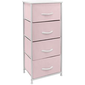 Sorbus Dresser Storage Tower, Organizer Drawers for Closet Boys & Girls Bedroom, Bedside Furniture, Chest for Home, College Dorm, Steel Frame, Wood Top, Fabric Bins(Pink)