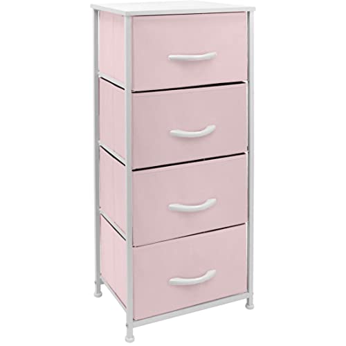 Sorbus Dresser Storage Tower, Organizer Drawers for Closet Boys & Girls Bedroom, Bedside Furniture, Chest for Home, College Dorm, Steel Frame, Wood Top, Fabric Bins(Pink)