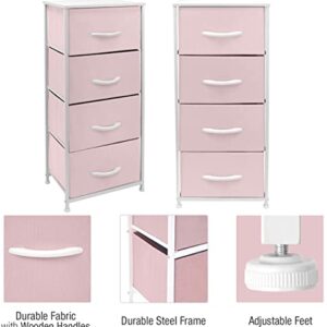 Sorbus Dresser Storage Tower, Organizer Drawers for Closet Boys & Girls Bedroom, Bedside Furniture, Chest for Home, College Dorm, Steel Frame, Wood Top, Fabric Bins(Pink)