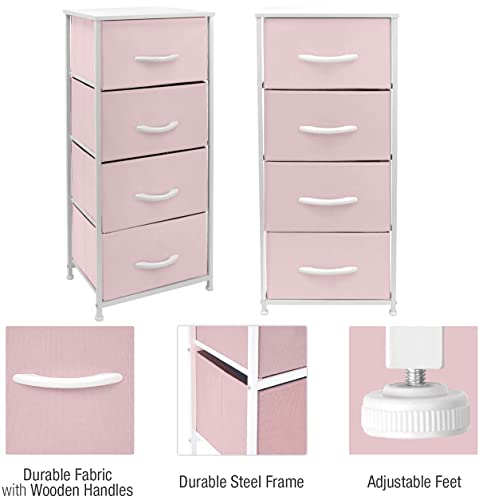 Sorbus Dresser Storage Tower, Organizer Drawers for Closet Boys & Girls Bedroom, Bedside Furniture, Chest for Home, College Dorm, Steel Frame, Wood Top, Fabric Bins(Pink)