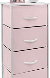 Sorbus Dresser Storage Tower, Organizer Drawers for Closet Boys & Girls Bedroom, Bedside Furniture, Chest for Home, College Dorm, Steel Frame, Wood Top, Fabric Bins(Pink)