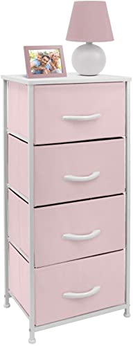 Sorbus Dresser Storage Tower, Organizer Drawers for Closet Boys & Girls Bedroom, Bedside Furniture, Chest for Home, College Dorm, Steel Frame, Wood Top, Fabric Bins(Pink)