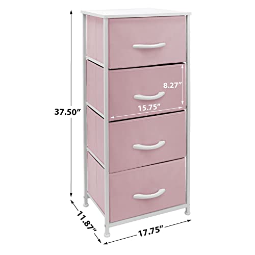 Sorbus Dresser Storage Tower, Organizer Drawers for Closet Boys & Girls Bedroom, Bedside Furniture, Chest for Home, College Dorm, Steel Frame, Wood Top, Fabric Bins(Pink)