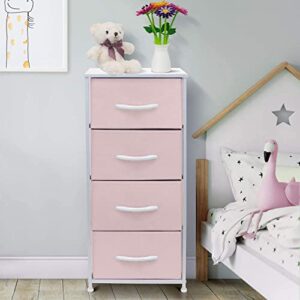 Sorbus Dresser Storage Tower, Organizer Drawers for Closet Boys & Girls Bedroom, Bedside Furniture, Chest for Home, College Dorm, Steel Frame, Wood Top, Fabric Bins(Pink)