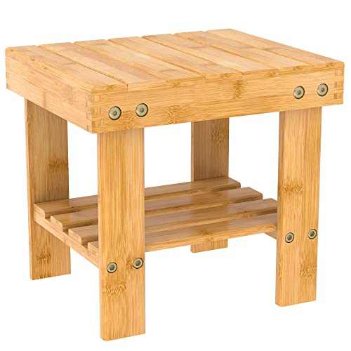 Wooden Step Stool for Kids Adults Small Wood Shower Foot Rest Stool Shaving Legs Potty Stool for Bathroom Sink Bed Kitchen