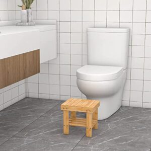 Wooden Step Stool for Kids Adults Small Wood Shower Foot Rest Stool Shaving Legs Potty Stool for Bathroom Sink Bed Kitchen