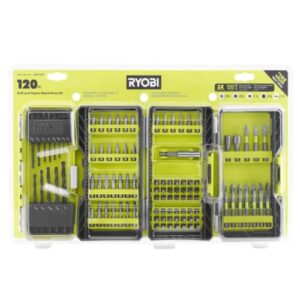 ryobi (a981205) 120 piece set multi-material drill and impact rate drive kit