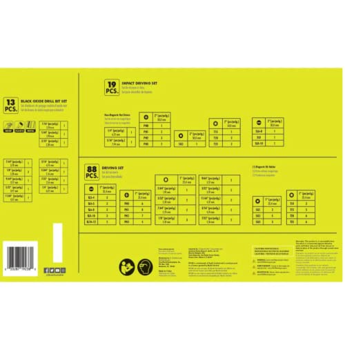 Ryobi (A981205) 120 Piece Set Multi-Material Drill and Impact Rate Drive Kit