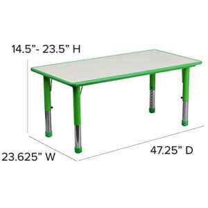 BizChair 23.625" W x 47.25" L Green Plastic Activity Table Set-6 Chairs