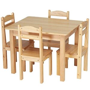 kinfant kids wooden activity table and 4 chairs, 5-piece, ideal for arts & crafts, snack time, homework