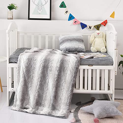 Standard Crib Bedding Set - Toddler Bed 52x28 - Crib Bedding Set Girl - Baby Bedding Crib Set Boy - Nursery Bedding Set - Crib Comforter Set - Set of 3 Baby Bedding Set. (Grey)