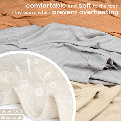 Meracorallo Muslin Swaddle Blanket Silky Soft Receiving Blanket Neutral Swaddle Wrap for Baby Boys and Girls, 47 x 47 inches, Set of 4 Solid Color