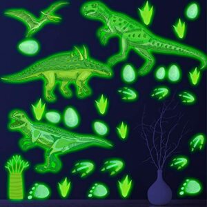 Dinosaur Wall Stickers Decals for Boys Room,Glow in The Dark Dinosaur Wall Decals Ceiling Stickers for Kids Bedroom, Wall Decor Kids Birthday Christmas Gift