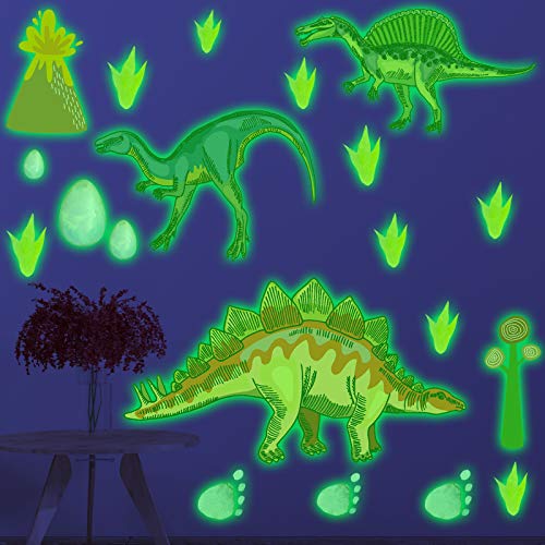 Dinosaur Wall Stickers Decals for Boys Room,Glow in The Dark Dinosaur Wall Decals Ceiling Stickers for Kids Bedroom, Wall Decor Kids Birthday Christmas Gift