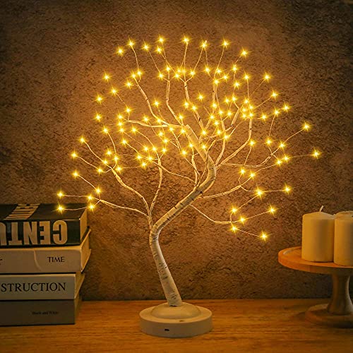 Tabletop Bonsai Tree Light,108L LED Tree Lamp,Fairy Light Tree with 8 Modes & 6 Hrs Timer,Artificial Tree with Lights USB & Battery Operated,Lighted Birch Tree Indoor for Home Decoration (Warm Glow)