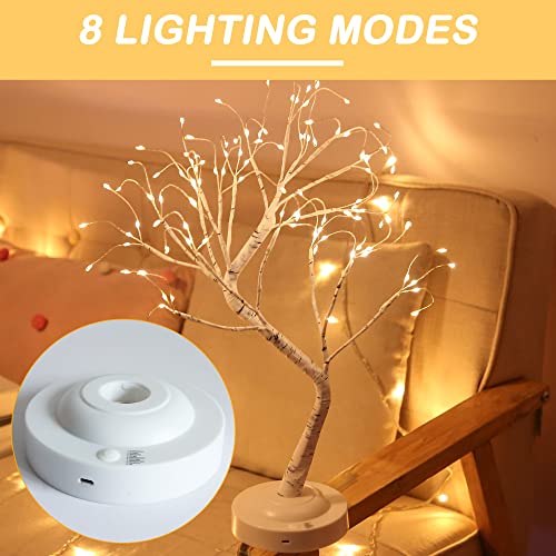 Tabletop Bonsai Tree Light,108L LED Tree Lamp,Fairy Light Tree with 8 Modes & 6 Hrs Timer,Artificial Tree with Lights USB & Battery Operated,Lighted Birch Tree Indoor for Home Decoration (Warm Glow)