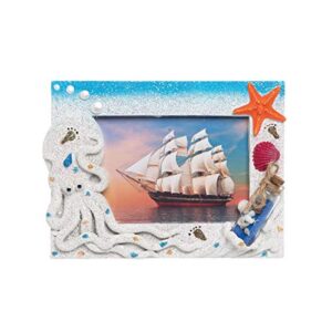 beachcombers octopus photo frame picture holder for wall shelf or tabletop decor decoration 8.27" x 6.1" x 1.18" multi