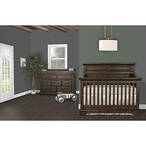 Evolur Empire 5-in-1 Convertible Crib in Distressed Timber with Free Mattress