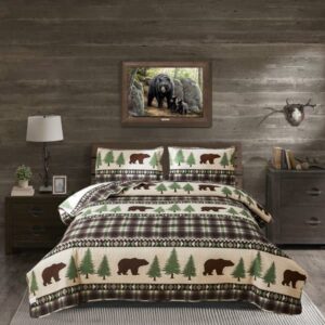 quilt set queen size rustic bedding lodge bed quilts queen plaid quilt bed spread country cabin brown bear queen quilt bedding lightweight reversible quilts home bedspread coverlet with 2 pillow shams