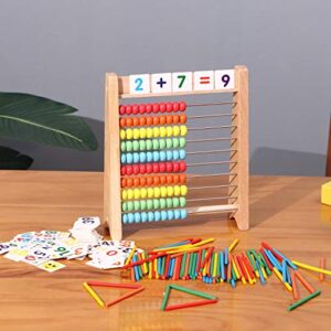 Cltoyvers Wooden Abacus for Kids Math with 100 Counting Sticks and Number Toys Cards 1-100, Educational Math Games Preschool Learning Toys, Math Manipulatives for Elementary 1st 2nd Grade