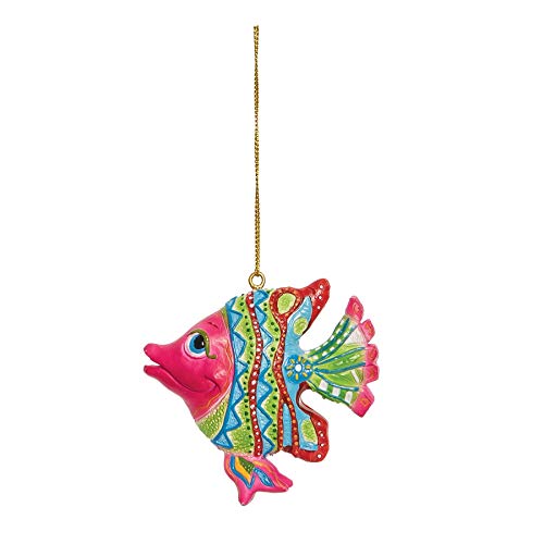 Beachcombers B24133 Green and Pink Striped Fish Ornament, 3.15-inch Length