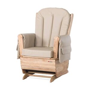 foundations saferocker standard glider rocker with wood base with vinyl cushion, easy to clean (tan vinyl)