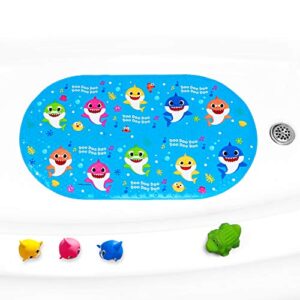 Ginsey Baby Shark Oval Bubble Bath Tub Mat 15"x27", Multi