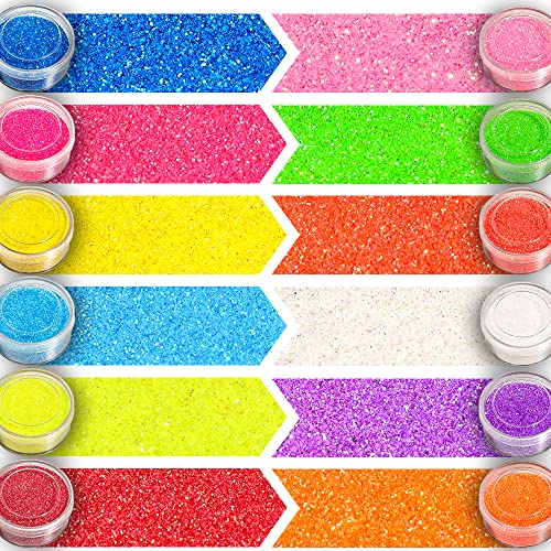 24 Colors Glitter Set, FANDAMEI 24 Boxes 5g Fine Glitter, Nail Art Glitter for Halloween Makeup, Cosmetic, Festival, Makeup. Body Glitter, Craft Glitter for Arts, Decoration