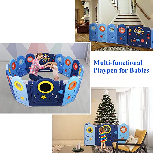 Baby Playpen, Yoleo Foldable Baby Playpen for Babies and Toddlers with Drawing Board, 15 Sq. Ft of Play Pen, Custom Shapes, Pre-Assemble and Easy to Storage, Play Yard for Babies Safety