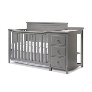 sorelle furniture berkley crib and changer with solid panel back classic -in- convertible diaper changing table non-toxic finish wooden baby bed toddler childs daybed full-size - weathered gray