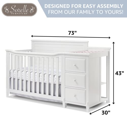 Sorelle Furniture Berkley Crib and Changer with Solid Panel Back Classic -in- Convertible Diaper Changing Table Non-Toxic Finish Wooden Baby Bed Toddler Childs Daybed Full-Size - Weathered Gray